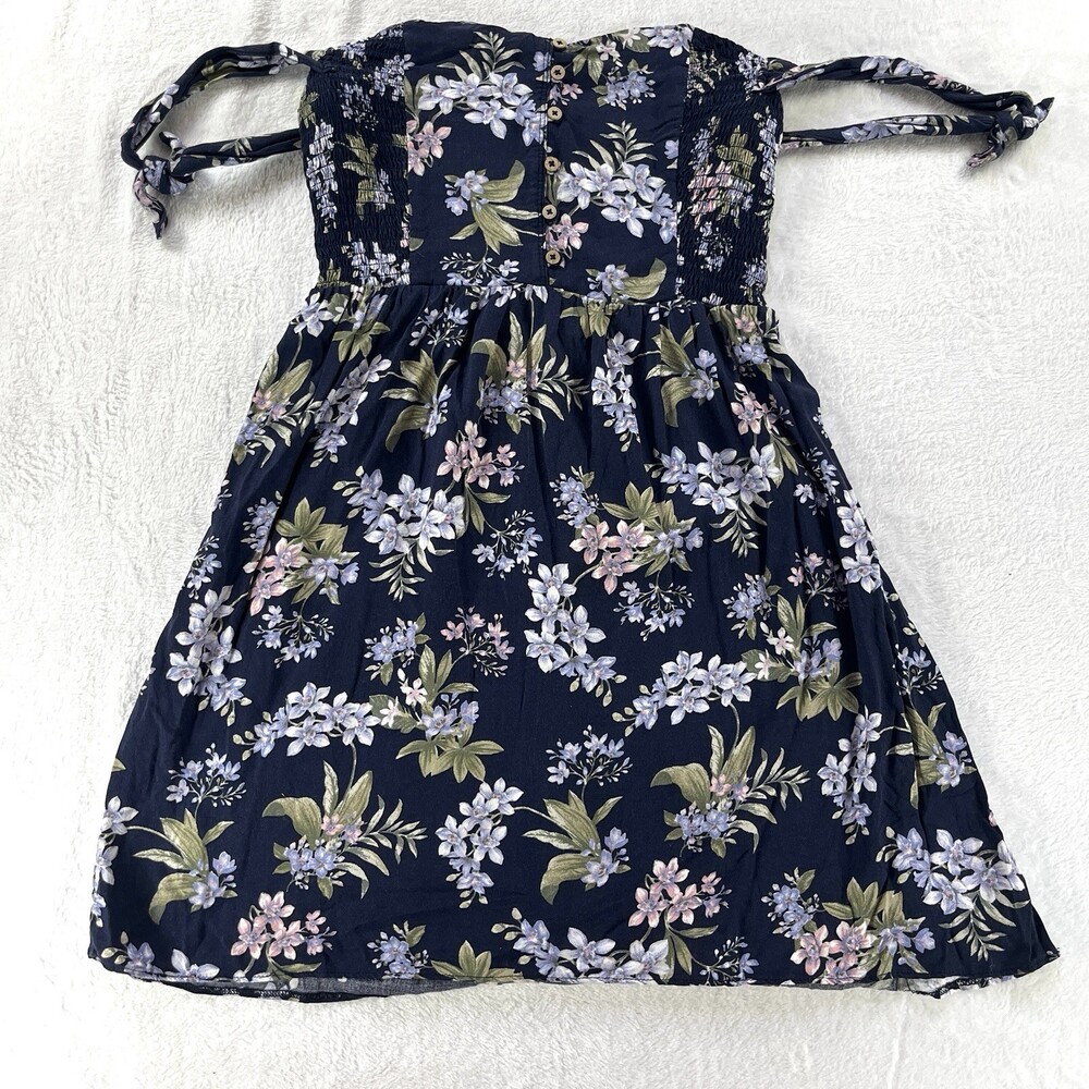 American Eagle Floral Dress Womens Strapless Off Shoulder Boho Smocked Mini Sz